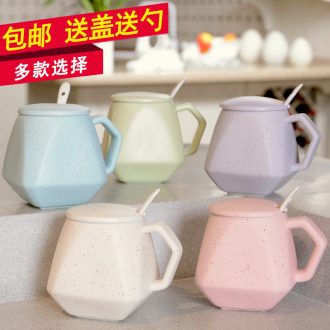HaoFeng creative mark cup with cover teaspoons of glass ceramic tea cup of milk a cup of coffee cup tide water glass office cup