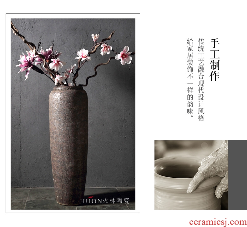 Jingdezhen ceramic large diameter vase furnishing articles Nordic light key-2 luxury home new Chinese flower arranging sitting room adornment flowers - 587778441659