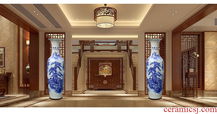 Hand-painted blue and white porcelain of jingdezhen ceramics of large vases, flower arranging new porch decoration of Chinese style household furnishing articles - 586404395363