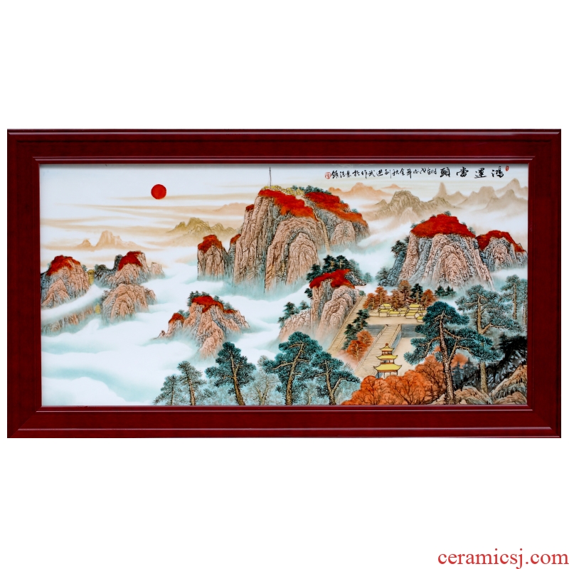 Porch light decoration key-2 luxury sitting room of Chinese style corridor murals jingdezhen hand - made porcelain plate painting hangs a picture hanging screen Porch