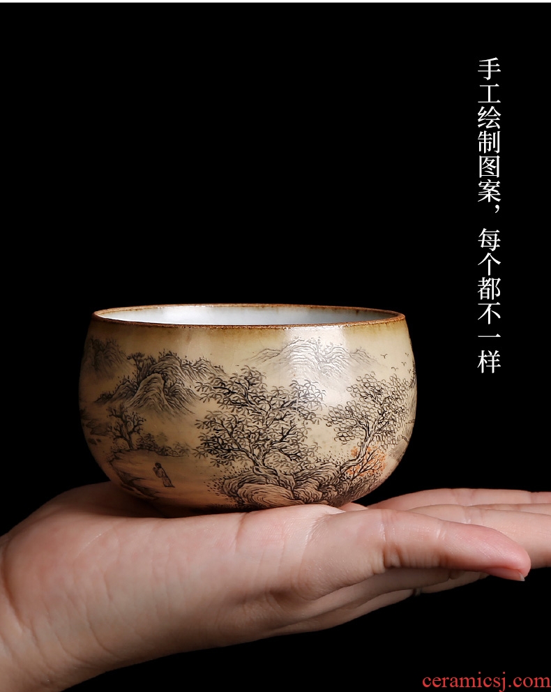 Your kiln individual cups sliced open cups can raise jingdezhen ceramic hand-painted master tea cup single character, pure manual