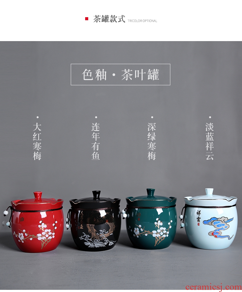 Auspicious edge in ceramic tea pot of seal number half jins to pu 'er red green tea packaging gift boxes household gifts