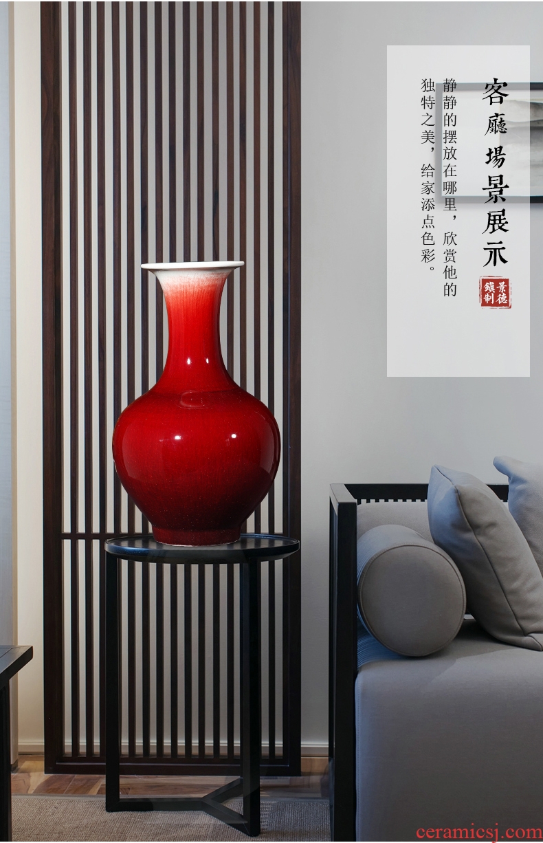 Jingdezhen ceramic large red vase furnishing articles contracted and I household adornment porcelain vase flower arrangement sitting room - 602105921466