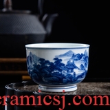 Jingdezhen ceramic twelve flora cup gift box packaging pastel blue suit sample tea cup kung fu tea cups