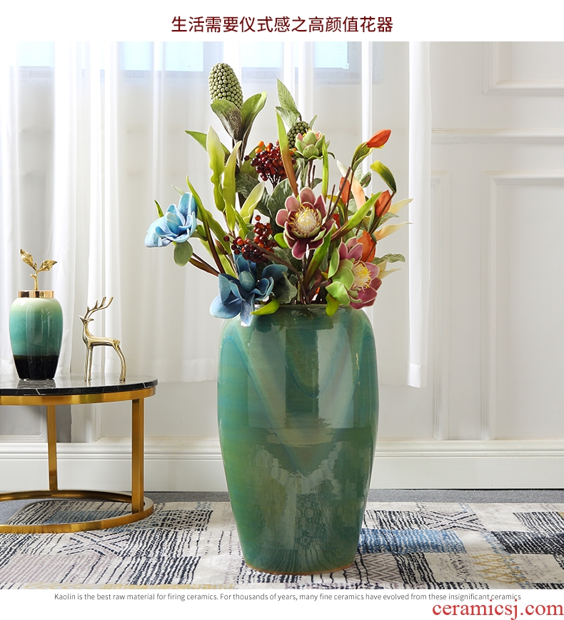 Ceramic vases, flower arrangement sitting room place I and contracted retro dry flower of large European jingdezhen porcelain pot - 599885776483