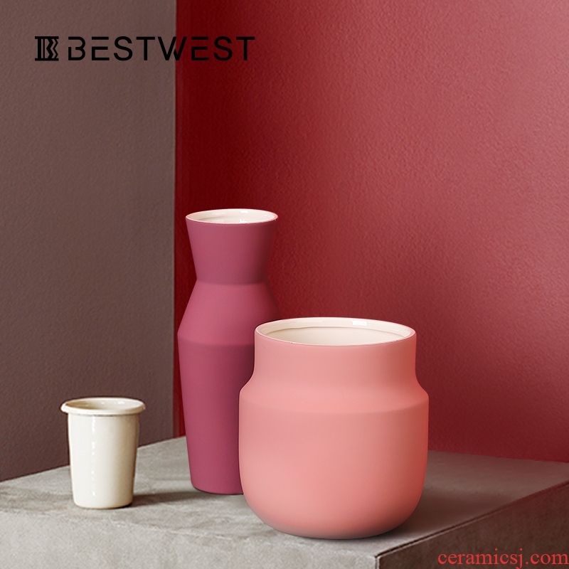 BEST WEST light key-2 luxury ceramic vase furnishing articles dry flower vase example room sitting room exhibition hall decoration ideas