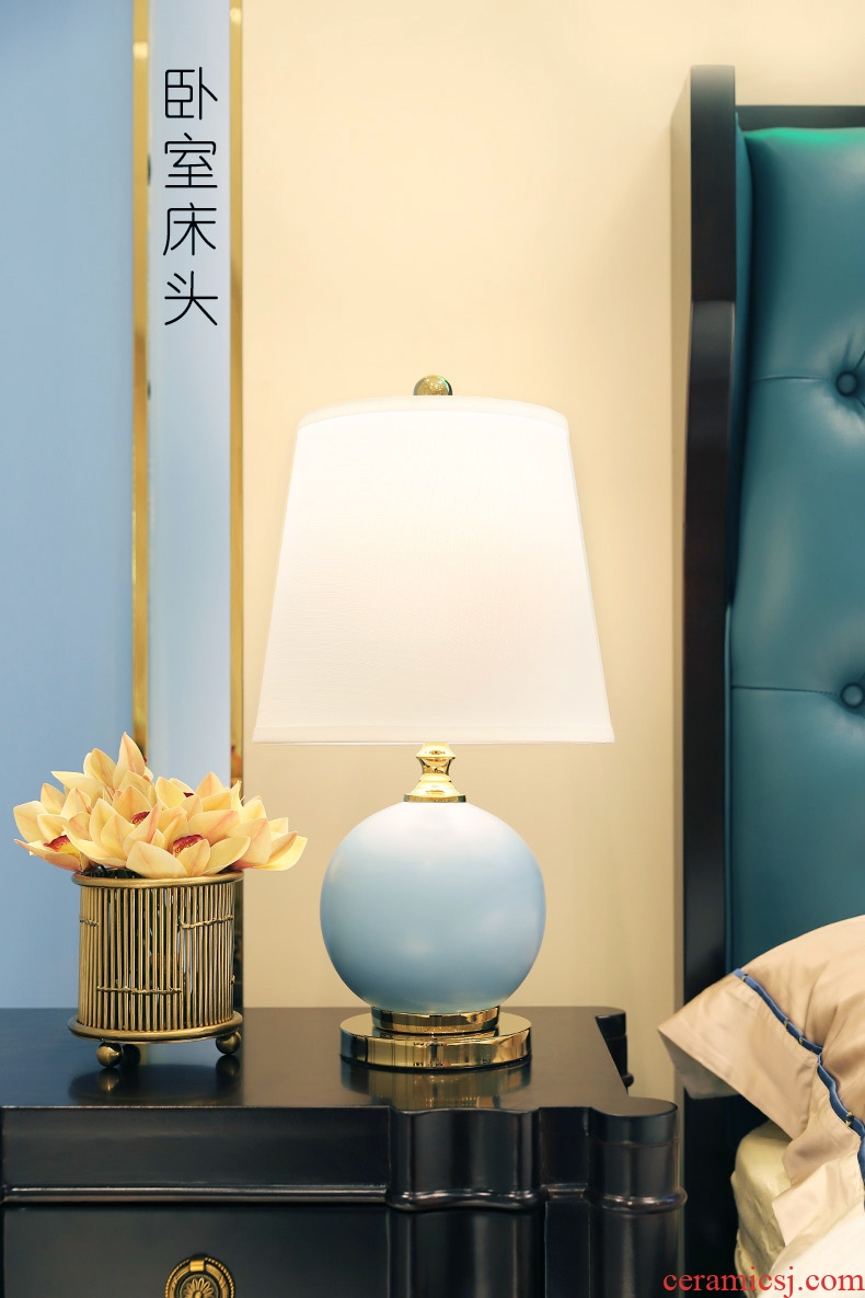 Light luxury american-style lamp decoration ceramics art design and contemporary and contracted copper whole sitting room the bedroom of the head of a bed sitting room lamps and lanterns