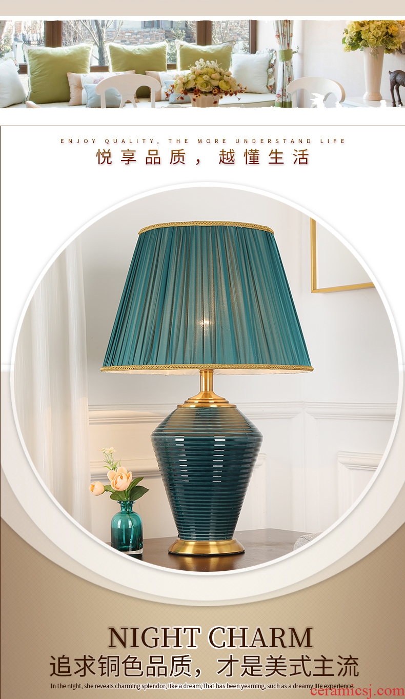 European - style bedroom nightstand lamp simple modern creative American warm warm light household light key-2 luxury ceramic lamps and lanterns