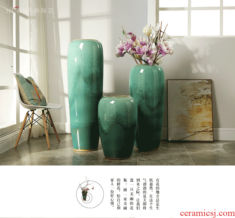 Ceramic vases, flower arrangement sitting room place I and contracted retro dry flower of large European jingdezhen porcelain pot - 583504629295