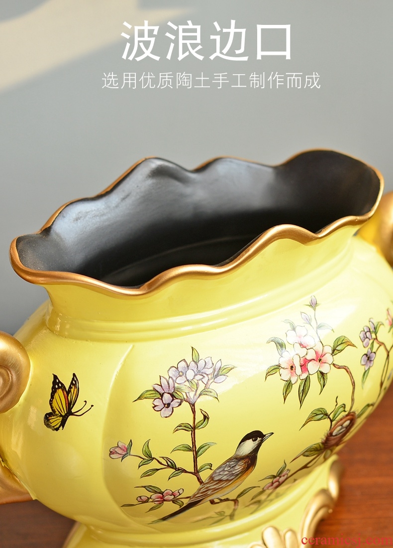 Jingdezhen ceramic vase sitting room place of large vases, flower arranging extra large hotel decoration retro pottery basin - 570130368677