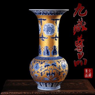 Jingdezhen ceramics gold hand - made vases, flower receptacle emperor bottles of modern household handicraft furnishing articles