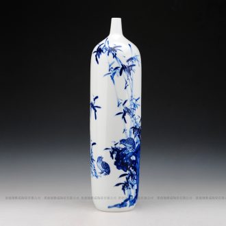 Jingdezhen ceramics hand - made modern minimalist art ground vase vase of blue and white sitting room adornment