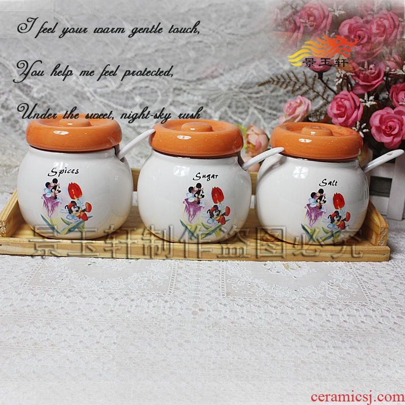 JingYuXuan Disney mickey 's kitchen ceramic flavor pot three - piece courtship