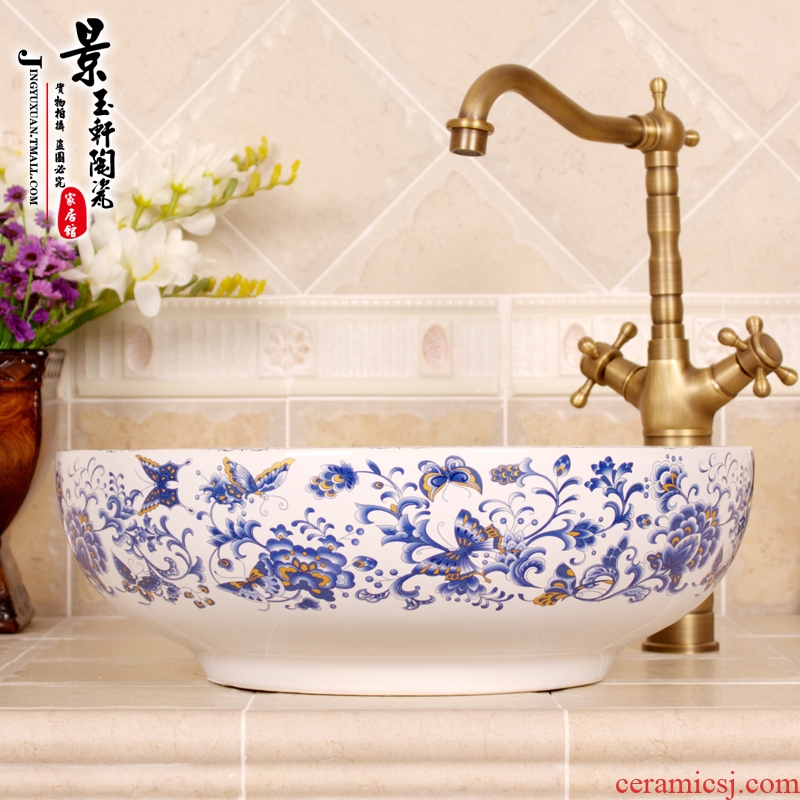 The New type of jingdezhen ceramic art basin sinks a butterfly is flying stage basin basin