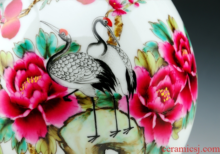 Master hand - made vases, jingdezhen ceramics powder enamel celebrities peony vases, modern furnishing articles of handicraft
