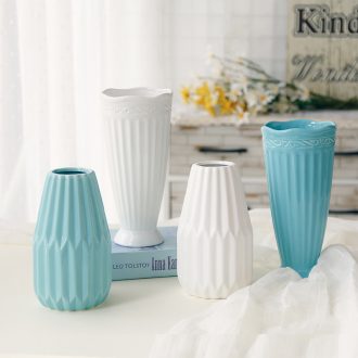 Ceramic stripes of European ideas sitting room adornment vase vase desktop small white vase fresh Nordic restaurant