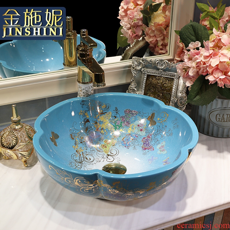Gold cellnique ceramic lavabo stage basin art lavatory basin Europe type toilet of wash basin basin that wash a face