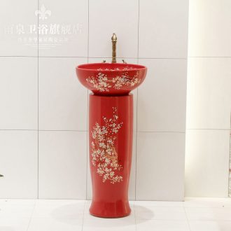 Jingdezhen art lavatory basin sink the lavatory basin the post column one - piece ceramics basin conjoined