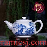 Jingdezhen ceramics small single pot of tea is the teapot tea to hand - made with cover the manual effort of blue and white porcelain tea set