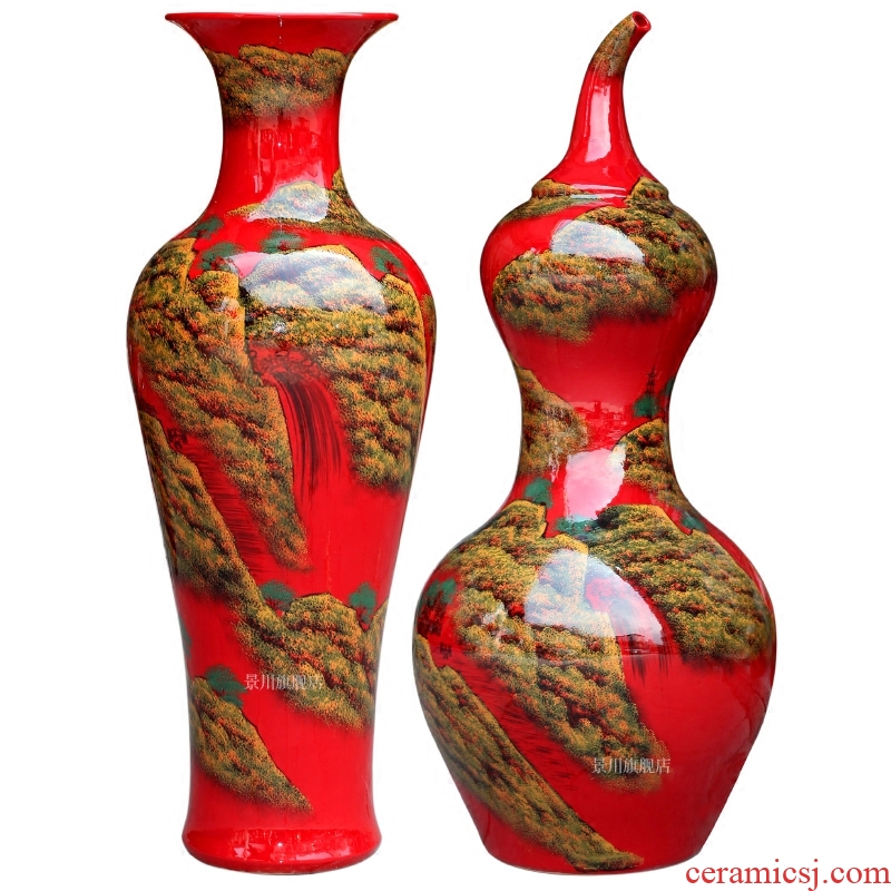 Jingdezhen ceramic landing big vase sitting room place, a large number dried flowers flower arrangement European contracted and I adornment - 529175821364