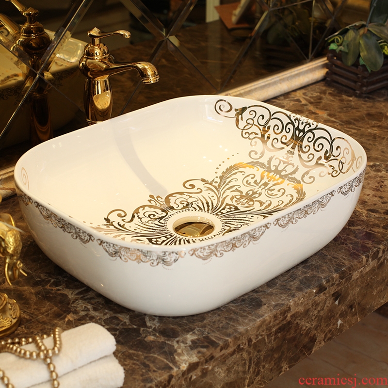 Jingdezhen ceramic basin stage basin sinks square European toilet lavabo art household hand bath