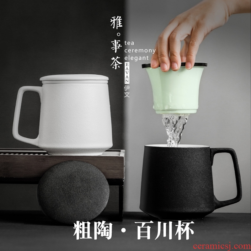 Hundred sichuan capacity mugs ceramic filtering office tea cups with cover glass tea cup