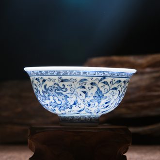 Jingdezhen ceramic masters cup hand-painted kung fu tea set of blue and white porcelain cup sample tea cup noggin individual cup