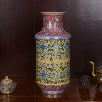 Jingdezhen ceramics high-end antique qianlong three layer technological sitting room place lotus bottle of home decoration