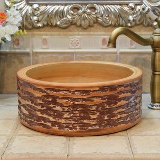 Jingdezhen ceramic lavabo stage basin, art basin sinks straight in yellow brown coffee