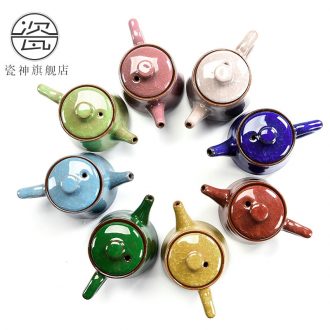 Porcelain ceramic household of Chinese style of a complete set of god contracted kung fu tea tea sets and colorful ice to crack the teapot teacup