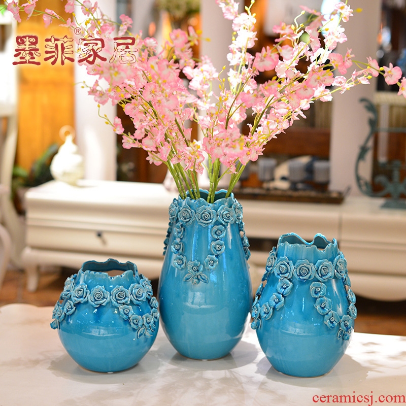 Murphy, I and contracted hand knead ice crack glazed pottery flower arranging furnishing articles simulation flower art porcelain vase north European style living room decoration