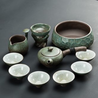 Japanese kung fu tea set tea tray household contracted ceramic teapot coarse pottery cups of a complete set of modern office sitting room