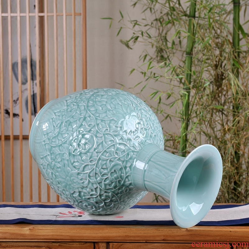 Jingdezhen ceramic floor large vases, crystal glaze sitting room adornment hotel opening of new Chinese style household furnishing articles - 553280577982