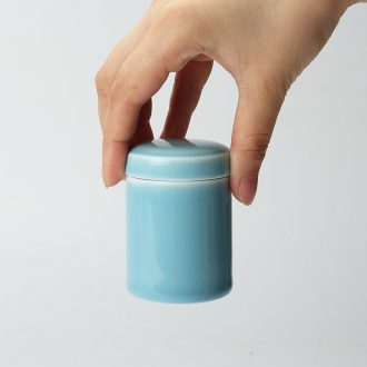 Ronkin mini small celadon caddy portable travel seal storage tanks ceramic red green tea packaging