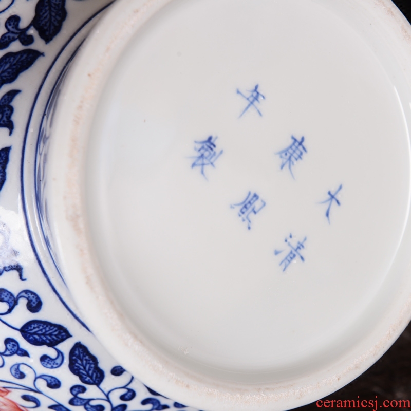 High-end antique kangxi porcelain of jingdezhen ceramics technological sitting room place lotus bottle of home decoration