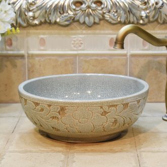 Jingdezhen ceramic wash basin stage basin, art basin sink basin small crack peony 35 centimeters