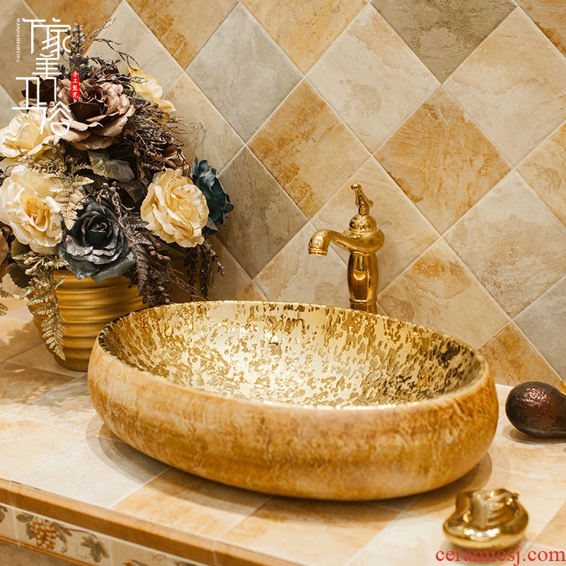 M us-taiwan toilet ceramic basin to increase the sink lavatory basin golden art on stage