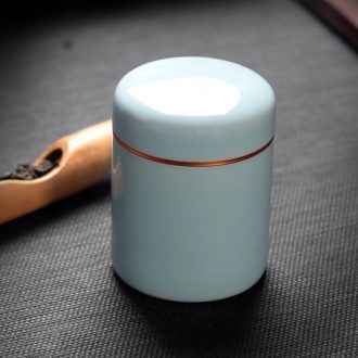 Tea caddy longquan celadon portable ceramic seal storage POTS ceramic pot pu 'er tea POTS trumpet