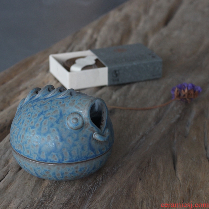 Ceramic incense burner aroma stove kung fu tea set the censer teachers elder brother kiln accessories million kilowatt/hall carp auspicious