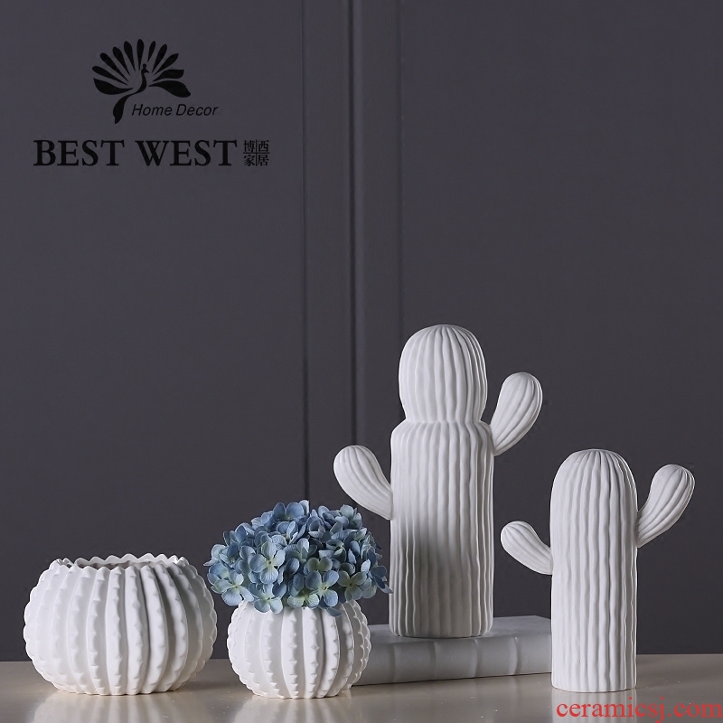 Creative cactus ceramic small place simulation celestial being potted the sitting room is contemporary and contracted household decoration decoration