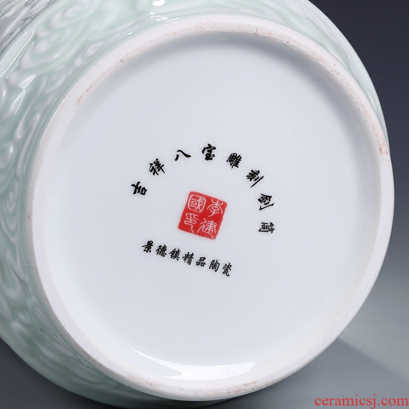 Jingdezhen ceramic masters hand draw pastel large vases, antique Chinese style living room home office decorations furnishing articles - 557981065252
