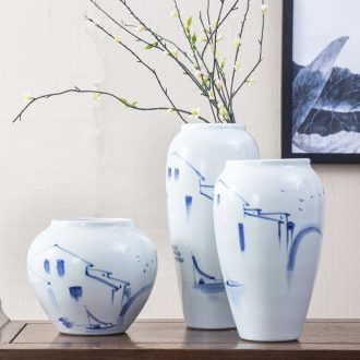 New Chinese style of jingdezhen ceramic vase sitting room simulation flowers, dried flowers, flower arrangement furnishing articles household soft adornment ornament