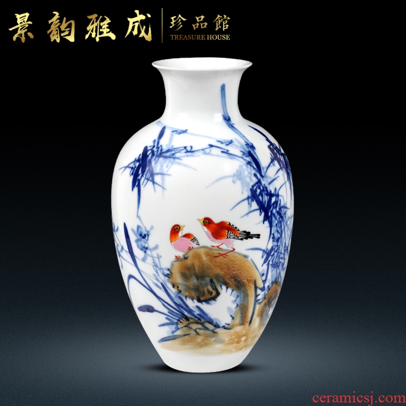 The Master of jingdezhen ceramics hand - made modern blue and white porcelain vase household act the role ofing is tasted handicraft furnishing articles