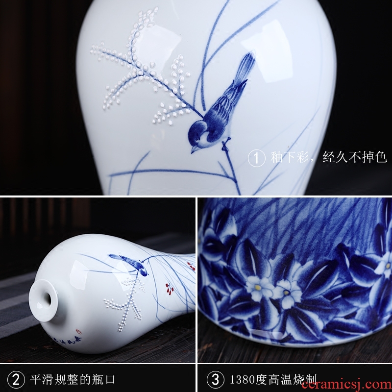 The Master of jingdezhen ceramics hand - made antique Chinese blue and white porcelain vases, flower arrangement sitting room porch place large - 560747089989