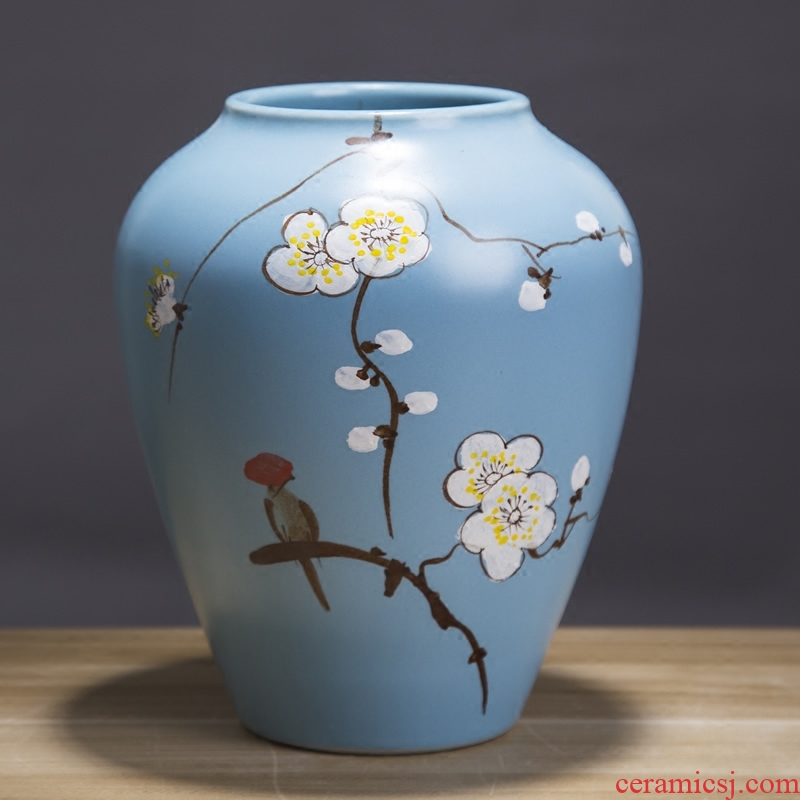 Jingdezhen ceramic modern new Chinese style flower vase living room TV wine porch home furnishing articles