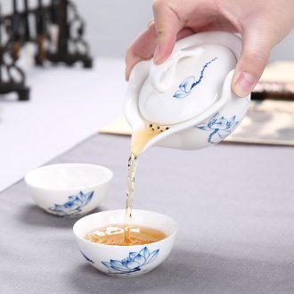 Passes on technique the tureen large kiln ceramic tea cup hot pot kung fu tea set three prevention to pu 'er tea bowl hand grasp pot