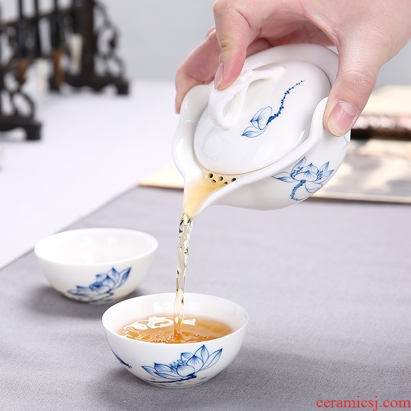 Passes on technique the tureen large up ceramic tea cup hot pot kung fu tea set three prevention to pu 'er tea bowl hand grasp pot