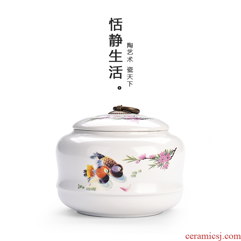 Quiet life caddy ceramic storage tanks seal pot pu 'er tea, green tea POTS packaging large half jins