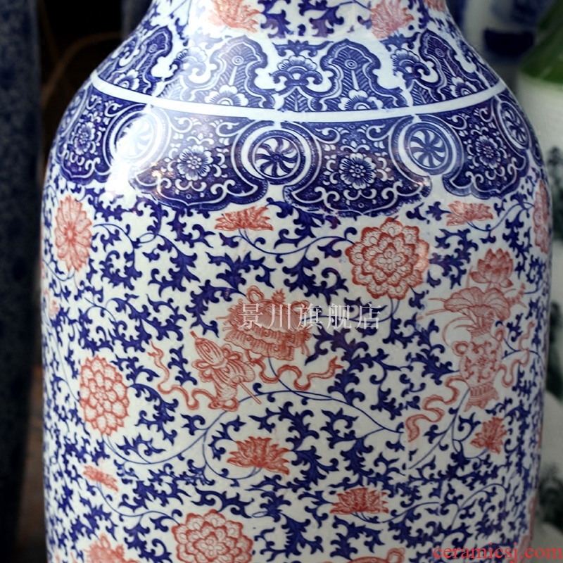 Jingdezhen ceramics landing large Chinese blue and white porcelain bottle gourd vase sitting room feng shui decorations furnishing articles - 544137610416