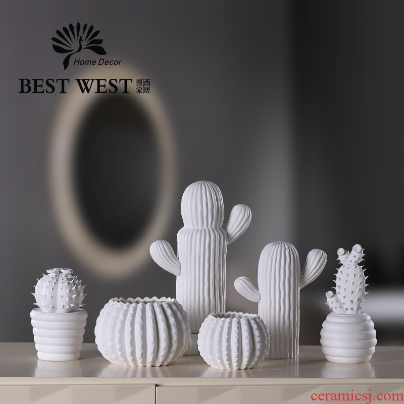 Creative cactus ceramic small place simulation celestial being potted the sitting room is contemporary and contracted household decoration decoration